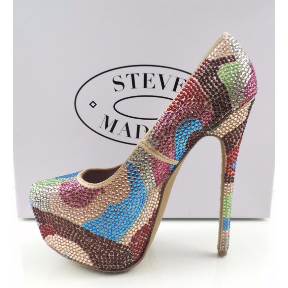 Women's Steve Madden Dyvinal Stiletto Heel Rhinestone Pumps Bright Multi Size 6 - Picture 3 of 10